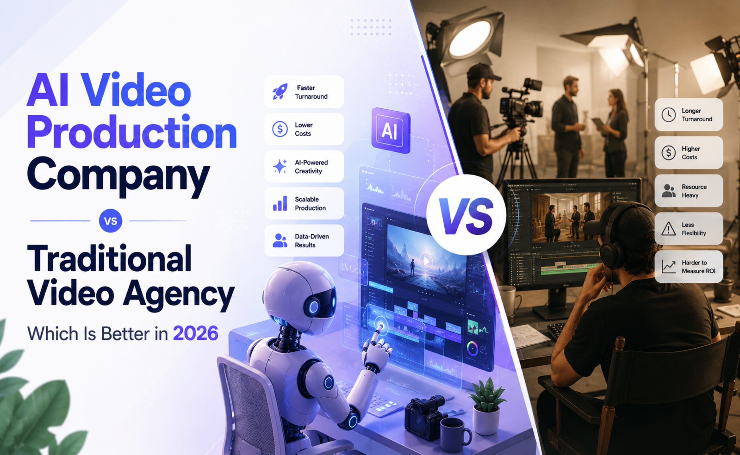 AI video production company vs traditional video agency comparison in 2026