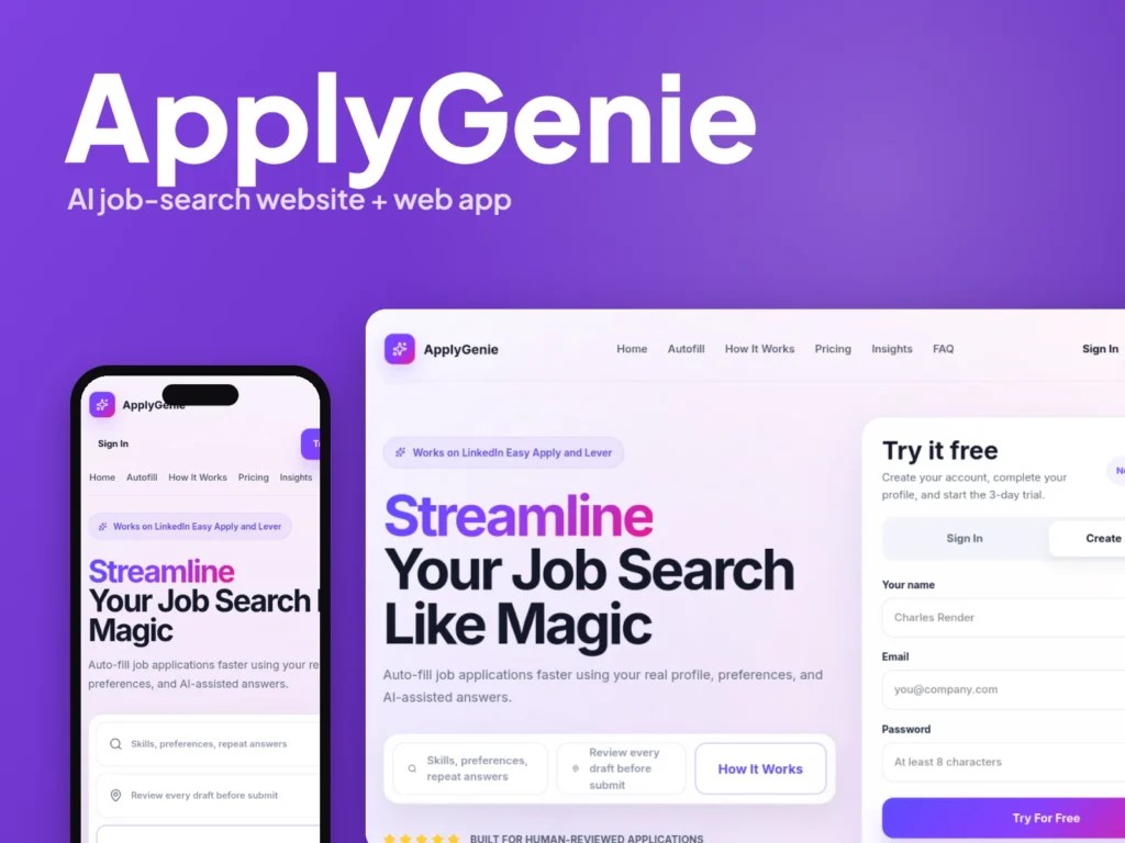 ApplyGenie – AI job-search website + web app by Autviz