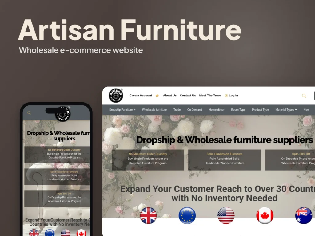 Artisan Furniture – Wholesale e-commerce website by Autviz