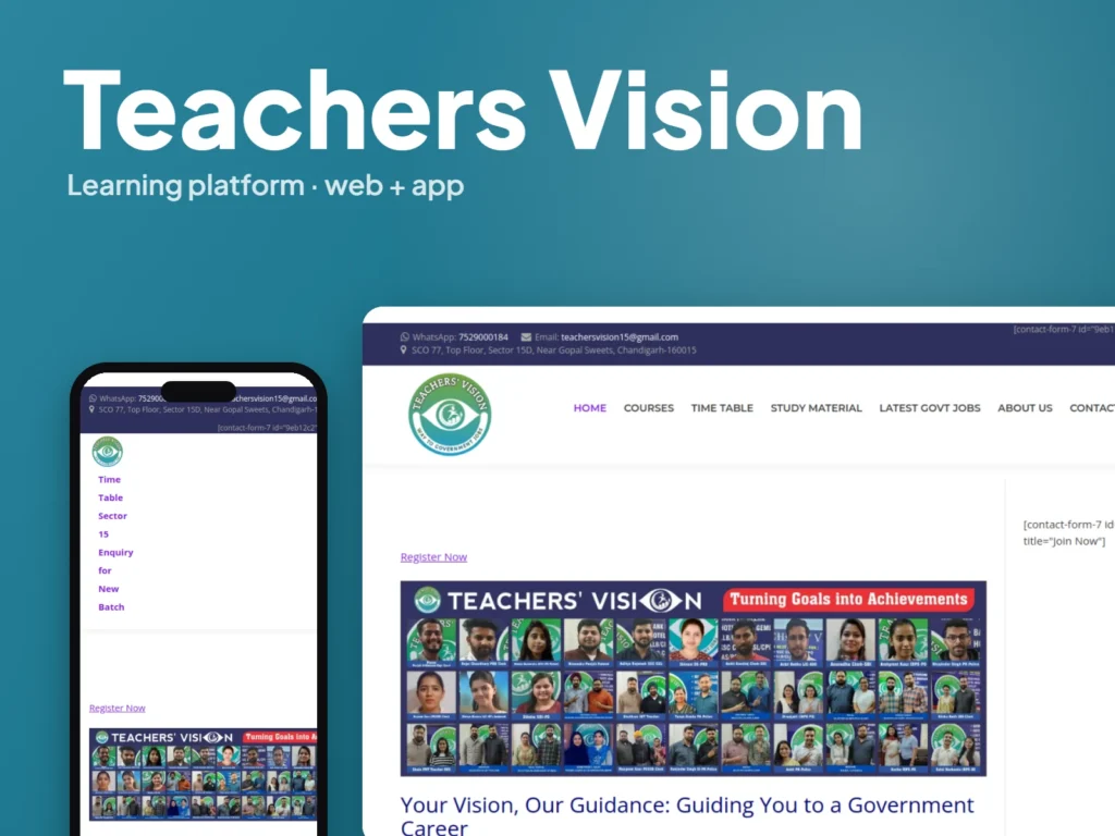 Teachers Vision – Learning platform · web + app by Autviz