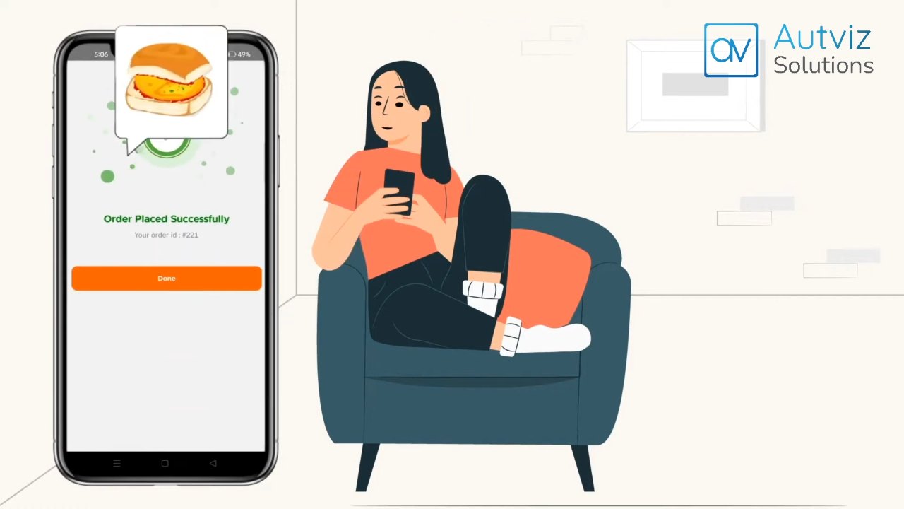 Food delivery app UI/UX walkthrough video by Autviz